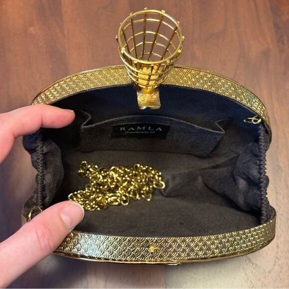 $339 MSRP - Ramla TOURBILLON Bag - BRASS Gold Colored & Brown Handmade Moroccan - Picture 7 of 14